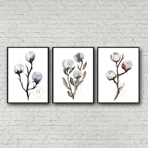 Cotton Watercolor Art Prints set of 3