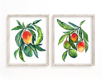 Mangos Prints Set of 2 Kitchen Fruit Wall Art