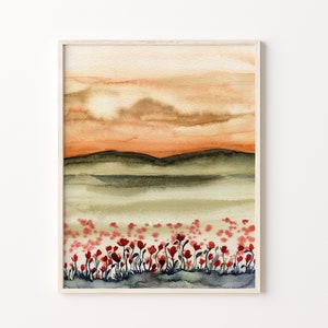 Red Poppies Watercolor Print