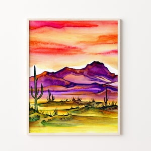 Arizona Desert, Watercolor Print