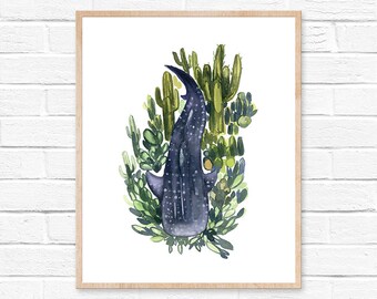 Watercolor Whale Shark Print