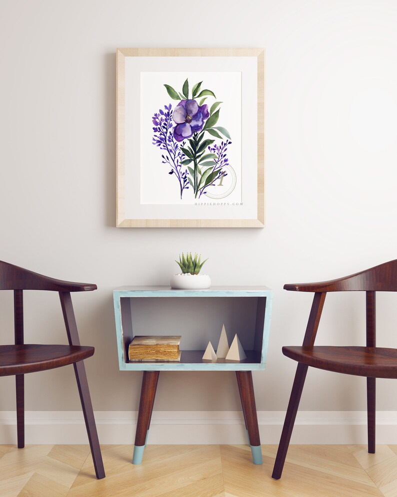 Flower Watercolor Print Floral Decor by HippieHoppy, Unframed image 3