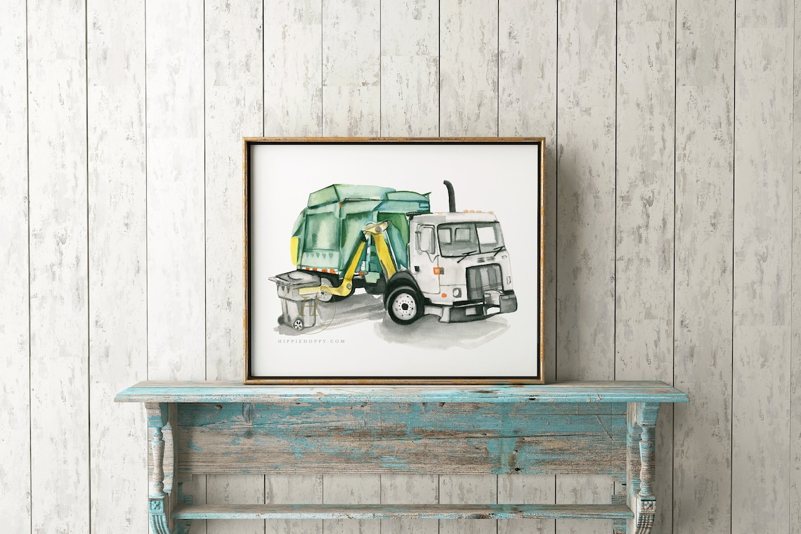 Garbage Truck Side Loader Print Trash Truck Art | Etsy