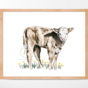 Calf Watercolor Print, Unframed