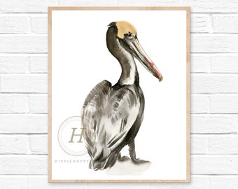 Pelican Watercolor Print