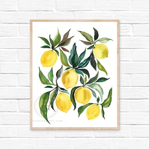 Lemon Watercolor Print Fruit Art