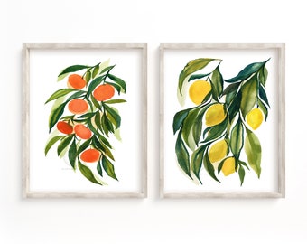 Lemon and Tangerine Print Set of 2
