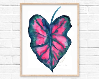 Blatt Aquarell Druck von Hippiehoppy