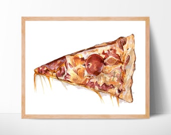 Pizza watercolor print