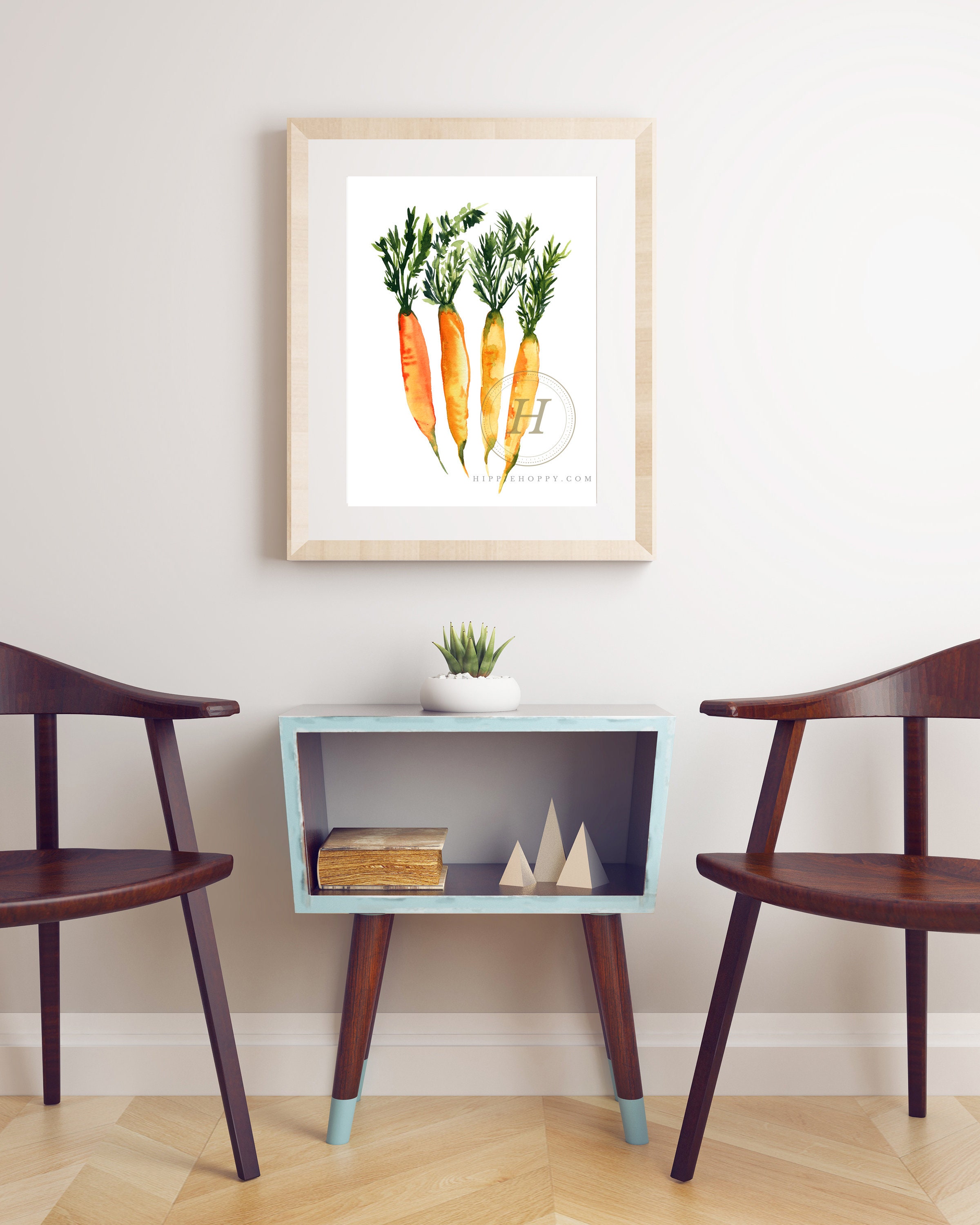 Carrot Watercolor Print, Root Vegetable, Kitchen Wall Art
