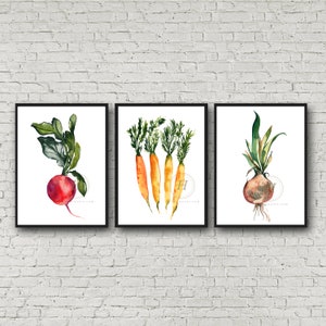 Watercolor Vegetables Prints, Set of 3