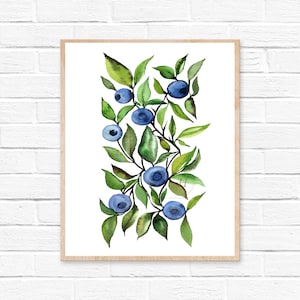 Blueberry Watercolor Print