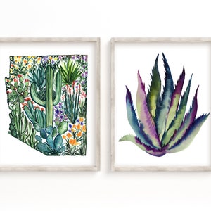 Arizona Watercolor Cactus Prints Set of 2