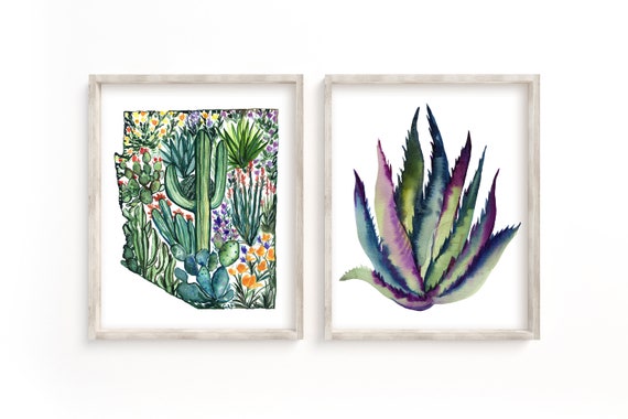 Arizona Watercolor Cactus Prints Set of 2