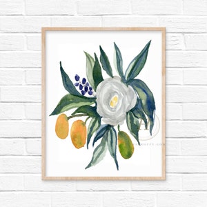 Flower and Fruit Watercolor Print