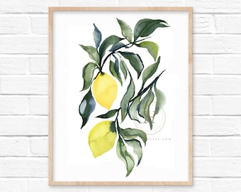 Lemons acuarela impresión