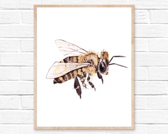 Honey Bee Watercolor Printable wall art