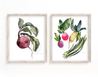 Vegetable Watercolor Prints set of 2