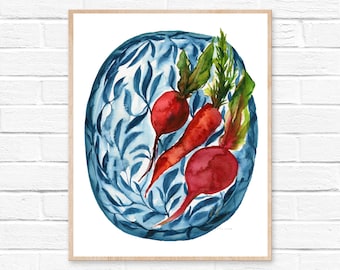 Vegetables Print, Kitchen Art, Botanical Illustration