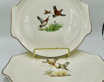 Salem China Co Game Birds Grouse Hunting Pheasant Hunting Set of 2 Platters Bird Dishes Vintage Bird Hunting Vintage Birding