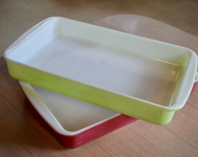Pink Flamingo and Lime Green Pyrex Lasagna Pans 232 Baking Dish Cake
