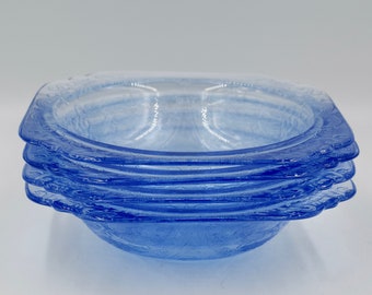 Blue Federal Glass Madrid Pattern Soup or Salad Bowl Circa 30s Depression Glass Bowl