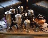 Vintage Coffee Pots Percolator Spare Parts Presto Farberware General Electric Lids Stems Cords Baskets
