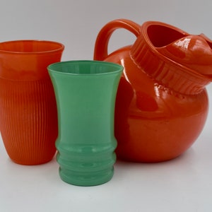 Anchor Hocking Orange Tilt Ball Pitcher Set with Tumblers