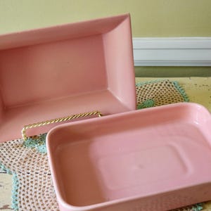 Abingdon USA Pink Bowls Set of 2 Bowls Rectangular Pink Dish and Pink Bonsai Bowl Pink Kitchen Vintage Pink Pottery