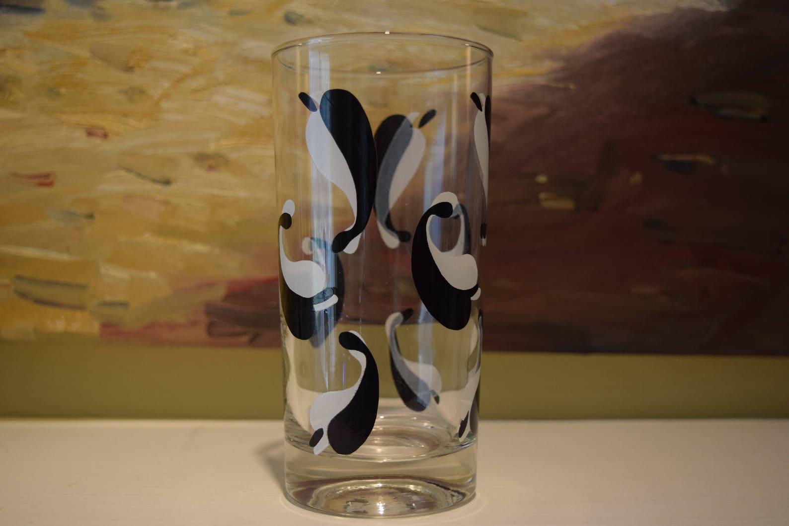 7 Art Deco Drinking Glasses MidCentury Pastel Yin and Yang Etsy