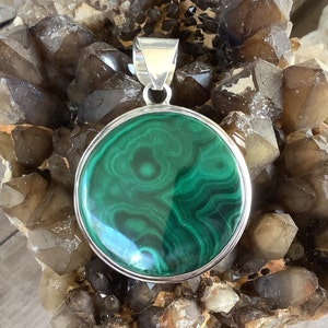 BIG Malachite 925 Sterling Silver Pendant