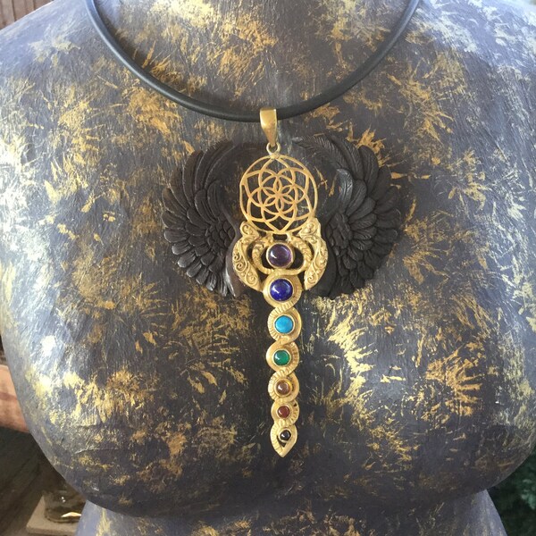 Isis Kundalini, Sacred Geometry, Ebony Spirit Pendant ~ Represents an Awakening and Communication with Spirit