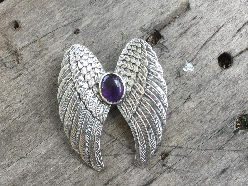 Devine Amethyst Angel Wings Sterling Silver Pendant/brooch | Etsy