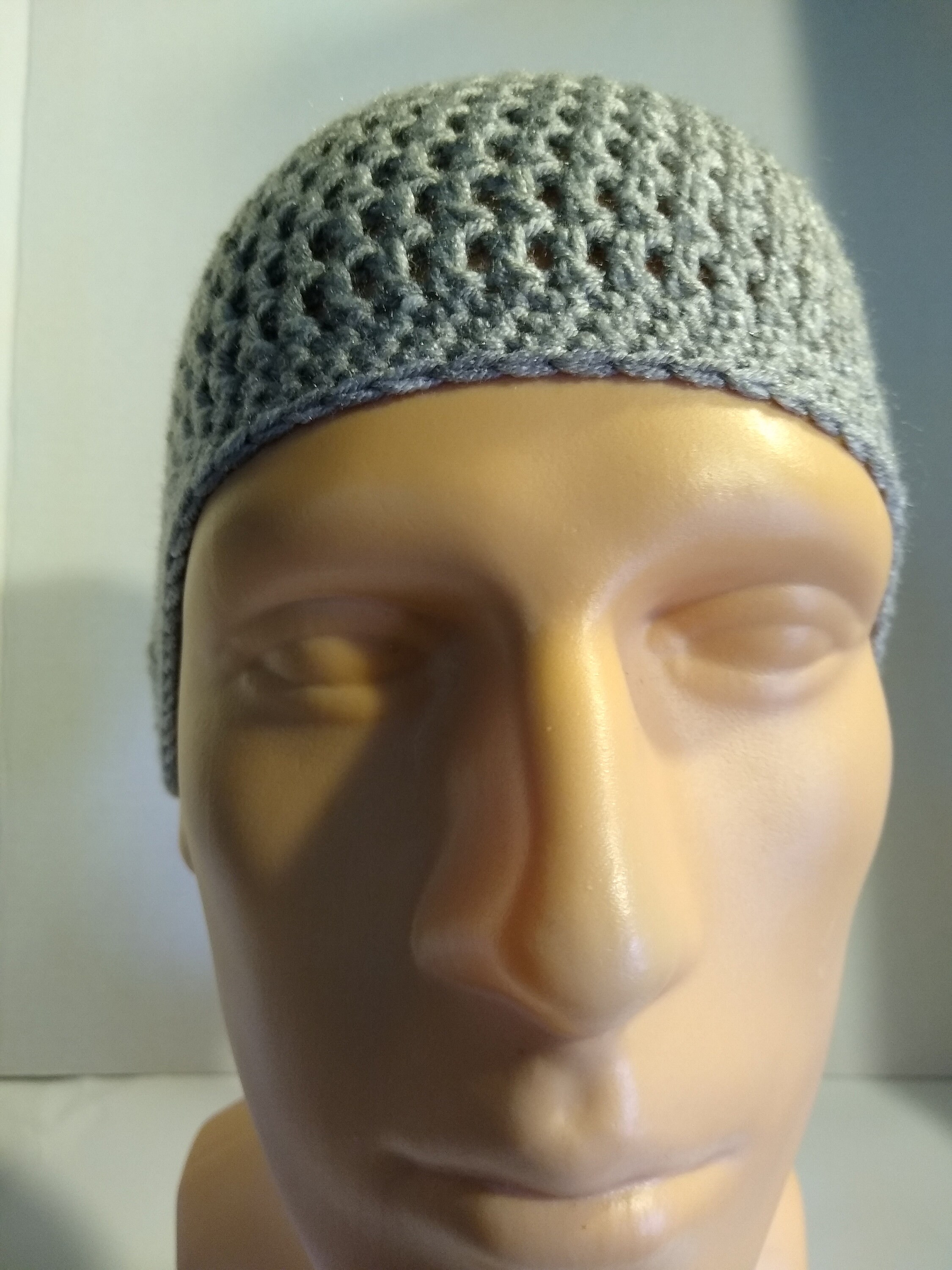 MM Kufi Hat Crochet Cap Beanie - 100% Cotton, One Size Fits All, Gray - View #6