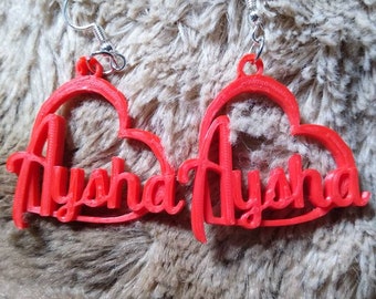 Small Personalized Boho chic 3D printed Custom Name earrings Your name here