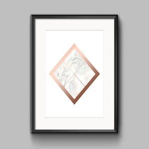 Geometric Rose Gold Printable Wall Art Set of 2, Luxe Decor Minimalist ...