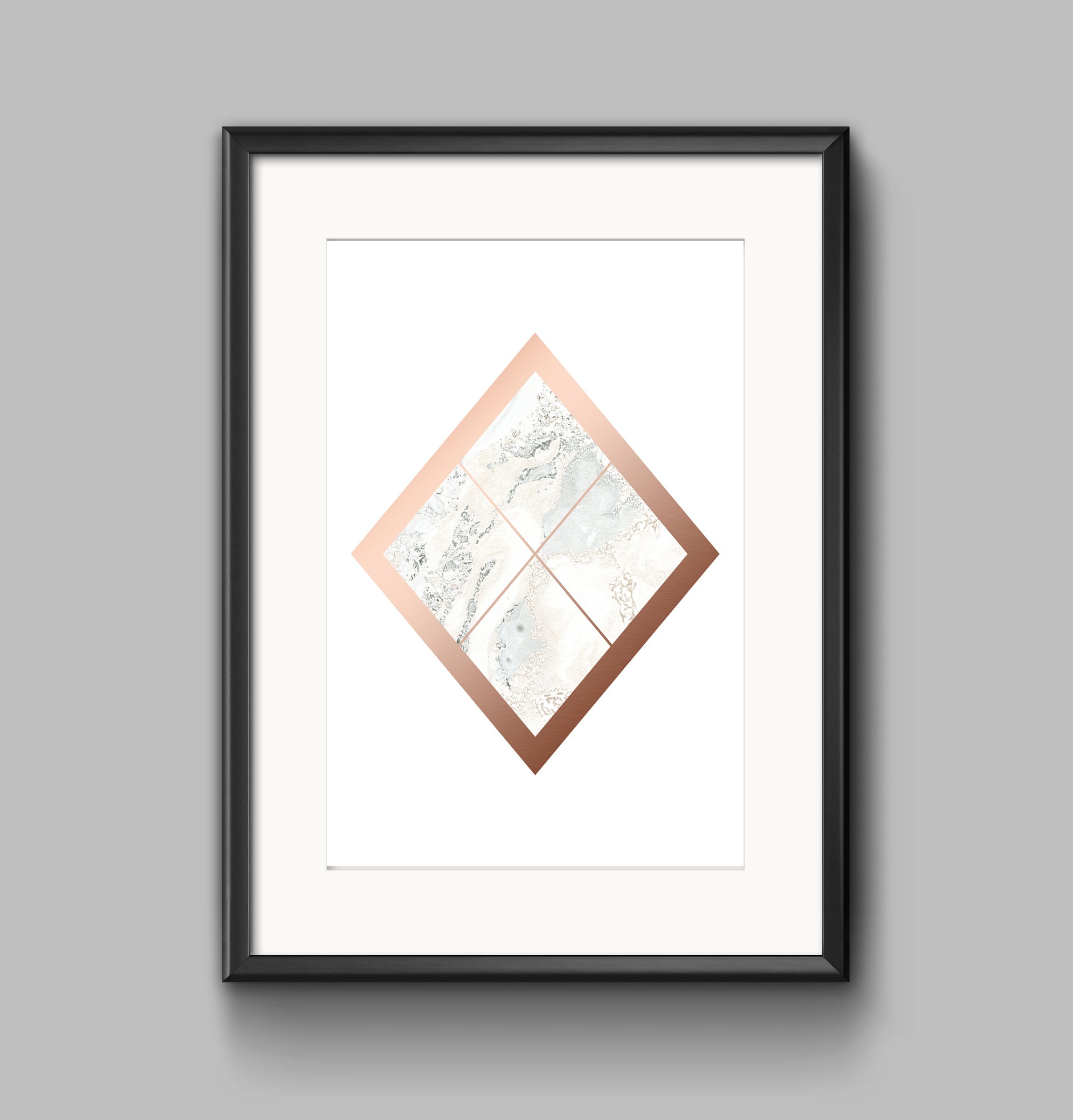 Geometric Rose Gold Printable Wall Art Set of 2, Luxe Decor Minimalist ...