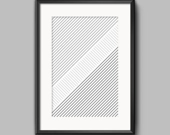 Geometric Printable Art, Black and White Stripes, Minimalist Wall Art, Black and White Print, Lines Art