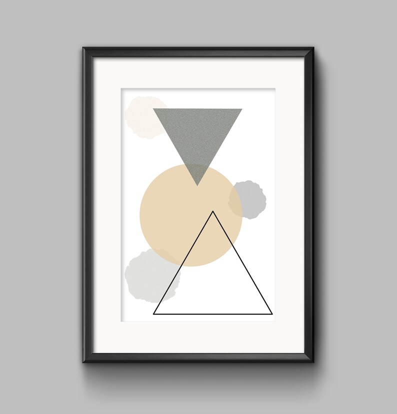 Printable Geometric Wall Art Set Gray Tan and Black Etsy