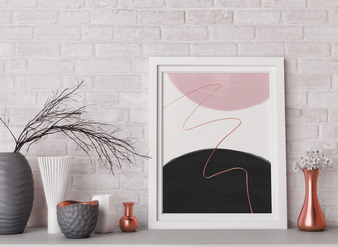 Rose Gold Printable Wall Art, Modern Abstract Art Print, Contemporary