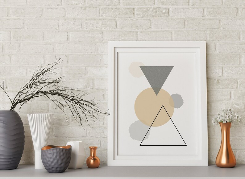 Printable Geometric Wall Art Set Gray Tan and Black - Etsy