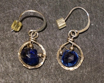 Sterling and  Sapphire earrings, one of a kind.