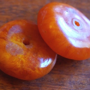 Big amber #4 -- Vintage copal amber beads from Morocco .  18x40mm