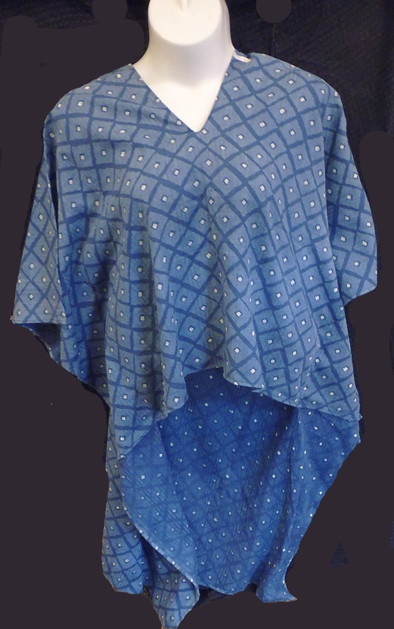 Akha Hill Tribe shirt, indigo, hand dyed, 22" neck