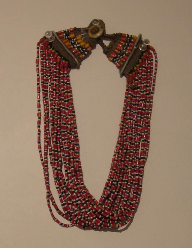 Konyak Nagaland necklace, India, child's necklace, excellent condition, 9 long from clasp to bottom image 1