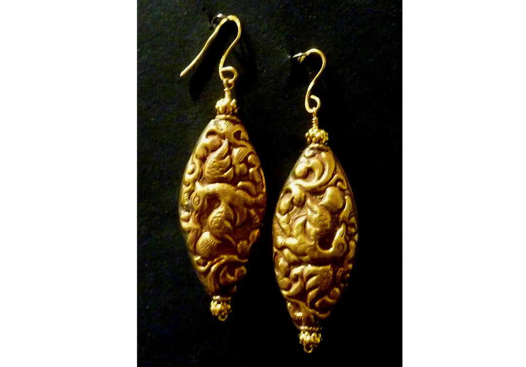 Tibetan /nepal, Gold Repousse, Traditional Style Metal Work, Hollow. Etsy