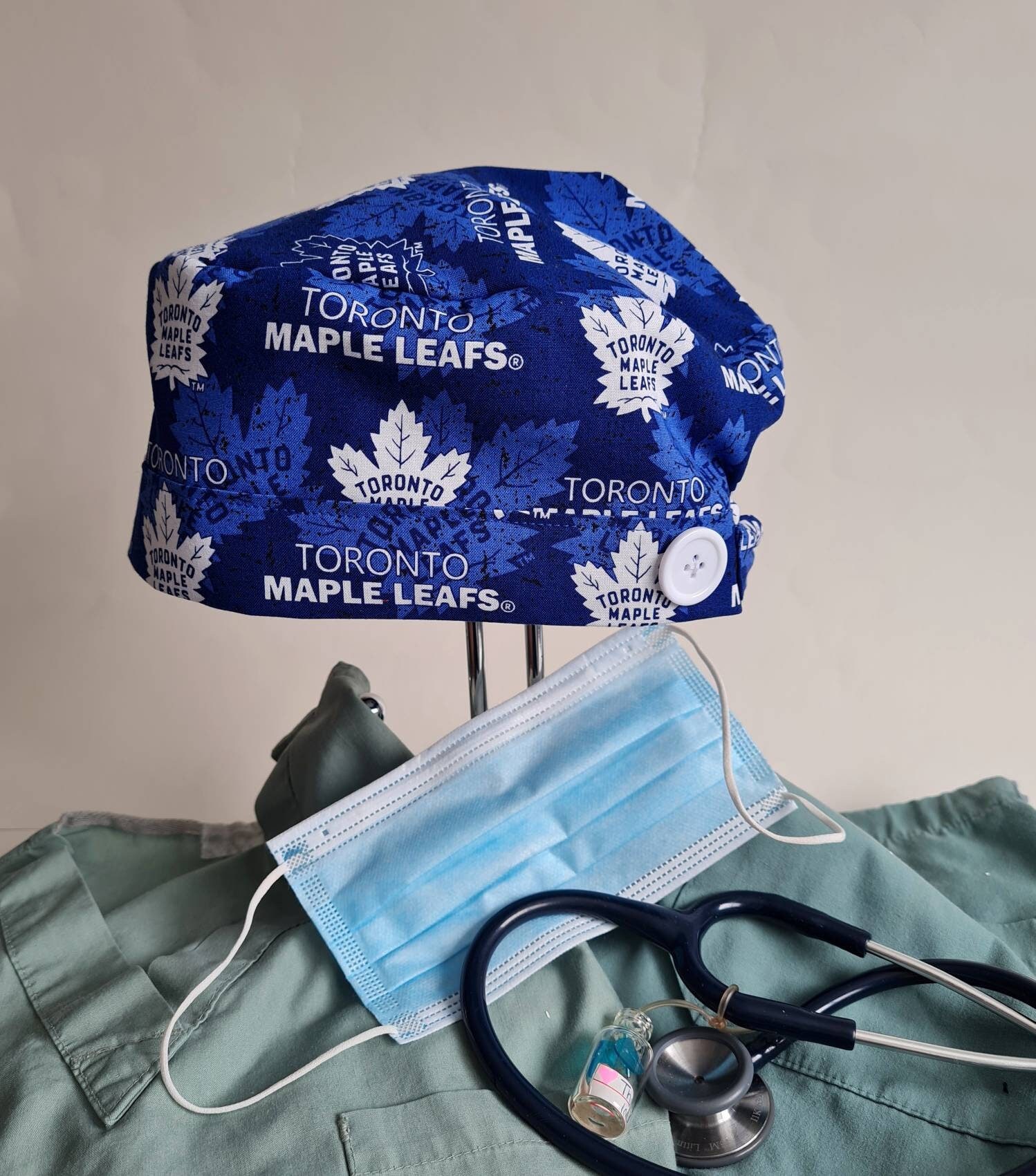 SKULL Cap With Buttons Scrub Cap Unisex 