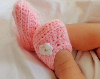 Chaussons bébé, fille nouveau-né, rose