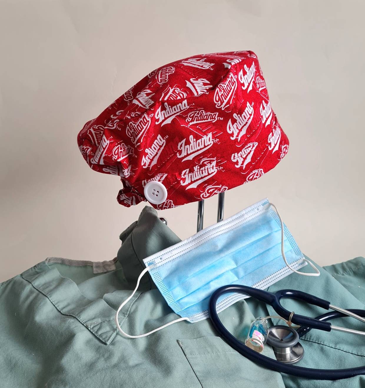 SKULL Cap With Buttons Scrub Cap Unisex 