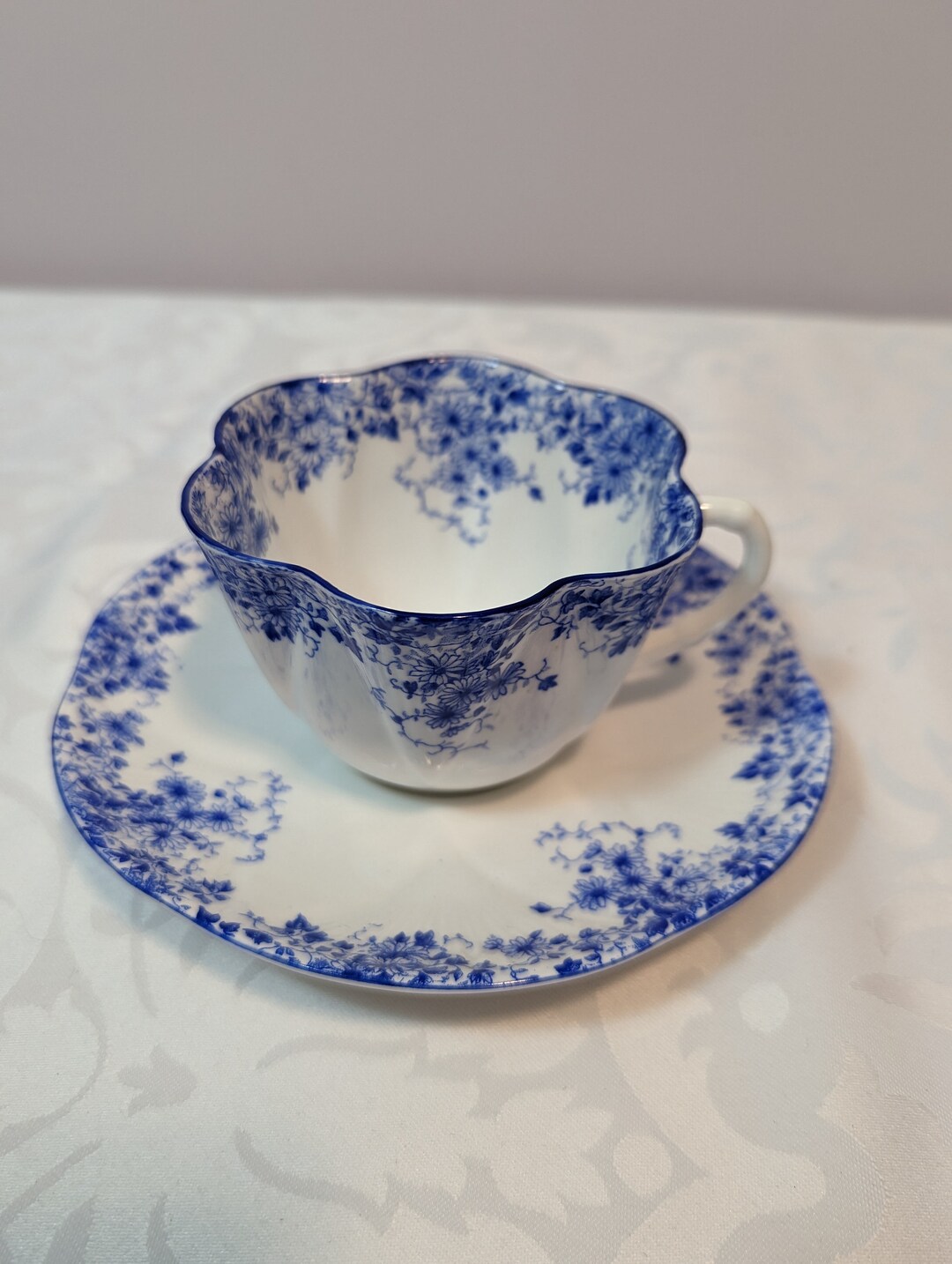 Shelley Dainty Blue Teacup and Saucer Etsy